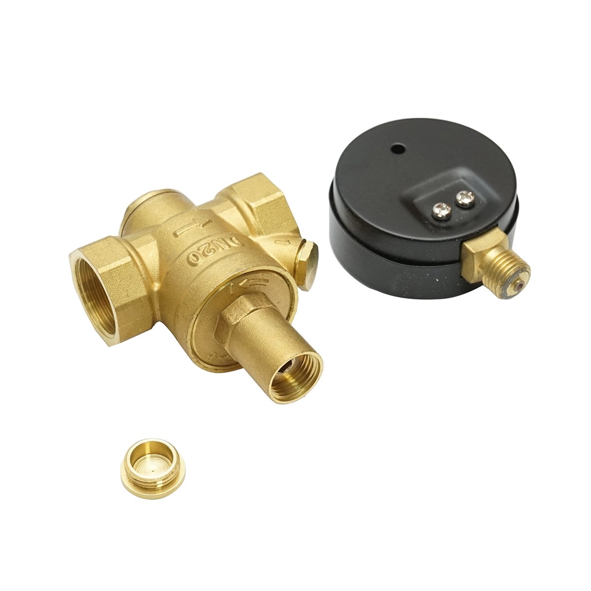 Regulator de reducerea a presiunii apei 3/4-3/4, reglabil cu sita filtrare si manometru DN20 pentru instalatii solare rezidentiale